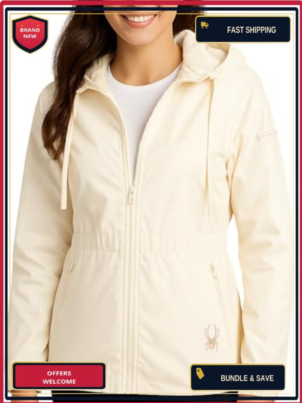 Women's Fleece Lined Water Resistant Rain Jacket with Hood